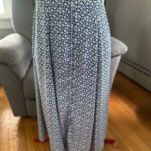 Max Studio Blue Pleated A-Line Maxi Skirt